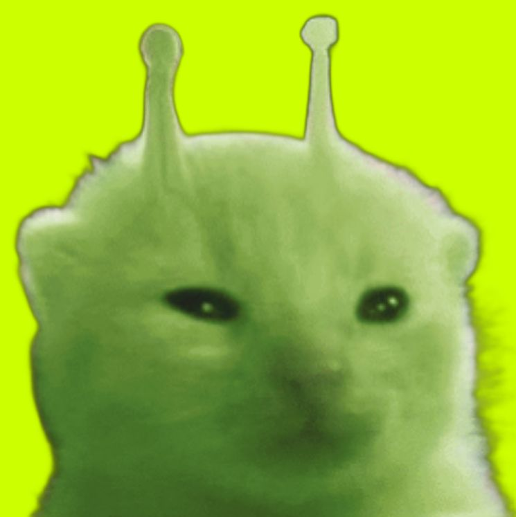 Glorp the green alien cat